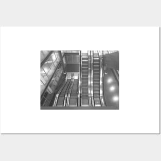 Automatic stairs, modern city vibes - Black and white photography Posters and Art